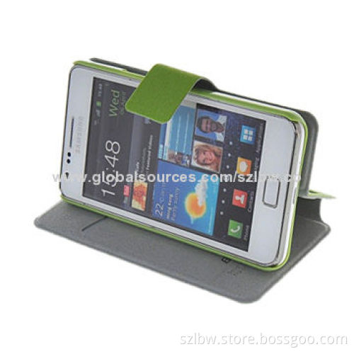 Slim Leather Flip Wallet Style and Hard Case Cover for Samsung Galaxy S2 SII I9100, Easy to Install
